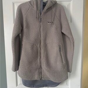 Columbia Light Gray Hooded Fleece Jacket